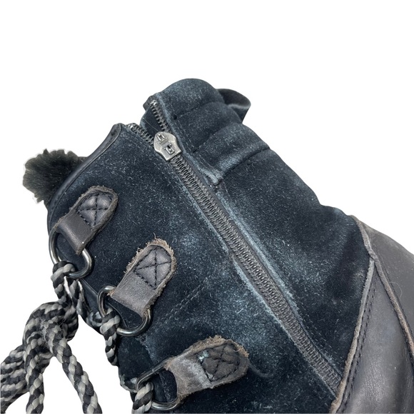 PAJAR Women's Black Leather Suede Lace Up Faux Wool Snow Winter Boots -30c 10 - Picture 6 of 14